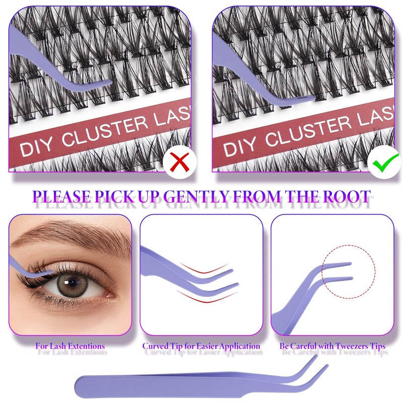 Cluster Lashes Extensions Kit 240 Pcs D Curl Individual Lashes
