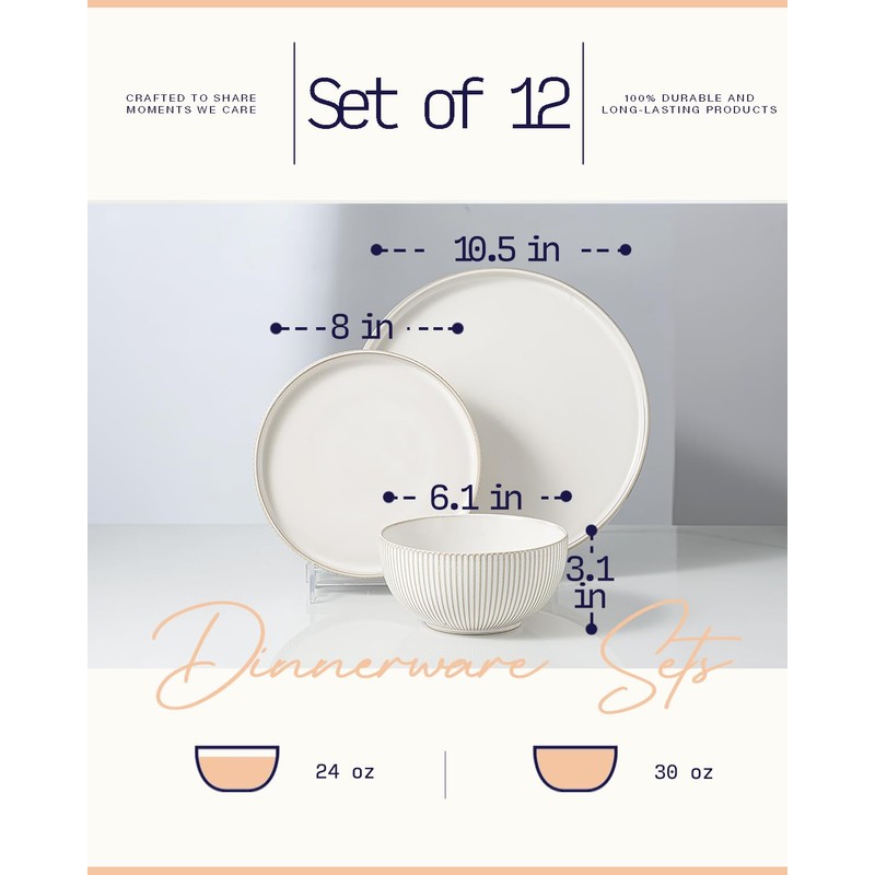 Getstar Dinnerware Sets, Plates and Bowls Sets (10.5” Dish +