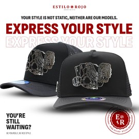 Ferreti Hats Los 3 Vicios FT86M Black Baseball Cap - Premium Rooster Hat for Men and Women, Black Snapback Hat, Ball Caps for Men for Any Occasion, Rooster Trucker Hat, Gorra para Hombre Ajustable