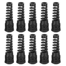 QUARKZMAN Pack of 10 Waterproof Cable Glands, M18 Nylon Coil Spring Strain Relief Cable Joint with Seal for 5-10 mm Wire Thread Cable Attachment and Devices, Black