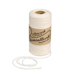 Halbach Silk Ribbons Recycled Cotton Yarn Width 1 mm Length 220 m Sustainable Cotton Yarn for Macrame or DIY Crafts Colour: Natural