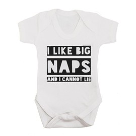 Baby Moo's Fun Baby Grow I LIKE BIG NAPS AND I CANNOT LIE | Boys or Girls | Hip Hop Rap Baby Vest/Monochrome Neutral Bodysuit - Baby Shower Gifts, Twin, 1st Birthday Gift Idea UK (0-3 months)