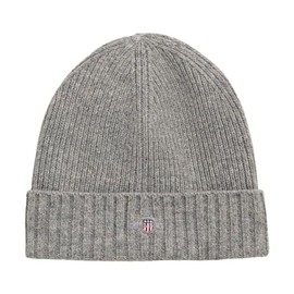 GANT Unisex Shield Wool Beanie Hat, grey melange