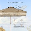 LAGarden 7' Patio Khaki Umbrella with Tassels UPF50+ Boho Style