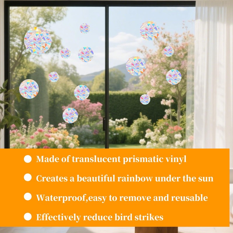 78 PCS Anti Collision Window Stickers, Circle Bird Window Stickers