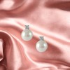 Isaac Kieran Rhodium Finish Faux Pearls Pave Crystals Stud Earrings