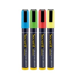 Securit BLSMA510BU Small Tip Chalk Markers, Black, 4-Pack
