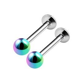 KJM Fashion 2 x Surgical 316L Steel Labret 1.6 mm 14g Earrings, Metal