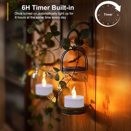 12 Pack Flameless Led Tea Lights Candles with Timer Battery Operated,Built-in 6Hours,6 Hours On and 18 Hours Off in 24 Hours Cycle Automatically,Flickering flameless tealights Candles in Warm White