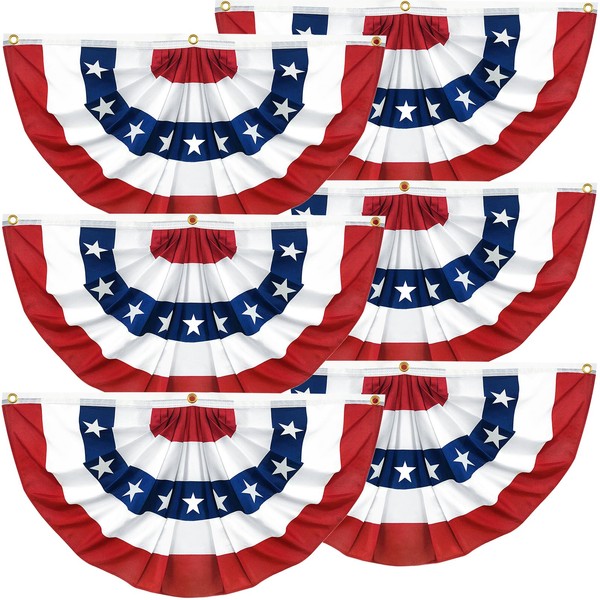 6 Pack USA Pleated Half Fan Bunting Flags, 1.5 x