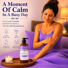 Loción corporal RaGaNaturals Soo Shea Lavender de 8 fl oz | Hecho con aceite de argán, manteca de karité, aceite de aguacate, vitamina E, aceite esencial de lavanda y amor | Ultra hidratante, nutritivo, hidratante, última intervensión de químicos