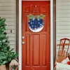 Oyihfvs Merry Christmas Snowflakes While Blue Door Hanging Sign, 12"