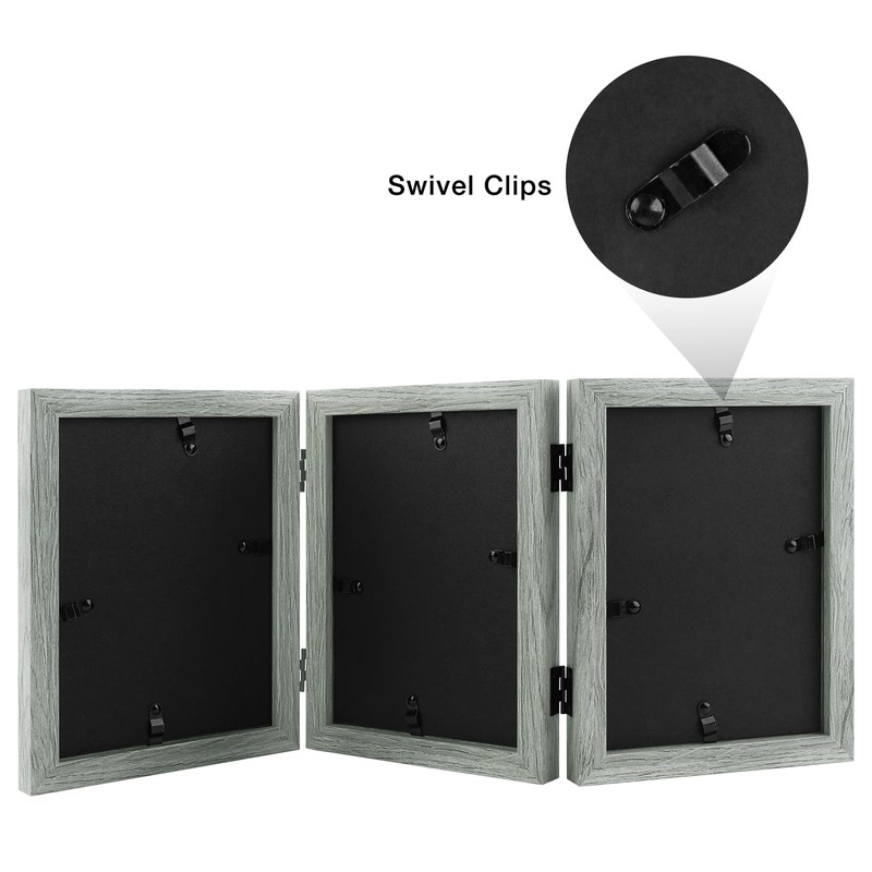 Frametory, 5x7 Triple Picture Frames Hinged 3 Photos Frame Collage,