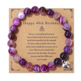 Pingyongchang Birthday Gifts for Women Men Crystal Natural Stone Bracelets 13 16 18 21 30 40 50 60 70 Year old Gifts Inspirational Mothers Day Birthday Gift Ideas-40th