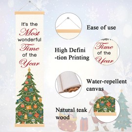 BKDJPC Christmas Canvas Banner, Its The Most Wonderful Time Of The Year, Christmas Decor, Xmas Door Hanger Decoration, Farmhouse Holiday Wall Home Office Hanging Banner Decoration