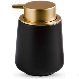 +kuRo Hand Soap Dispenser, Foam Soap Dispenser, Stylish, Cute, Scandinavian Ceramic, Large Capacity, Refill Bottle, Black (Black, Foam Type)