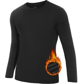 SIMIYA Mens Thermals Long Sleeve Undershirt Warm Fleece Lined Base Layer Thermal Tops Long John Shirts for Men BK S Black