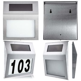 Solar House Number Light Illuminated House Number with LED Lighting Stainless Steel IP44 (Standard)