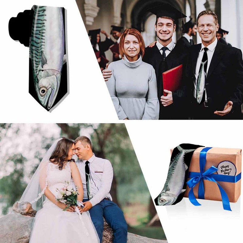 Yakuna Fish Men's Tie Mackerel Salmon Sea Artistic Features Men's