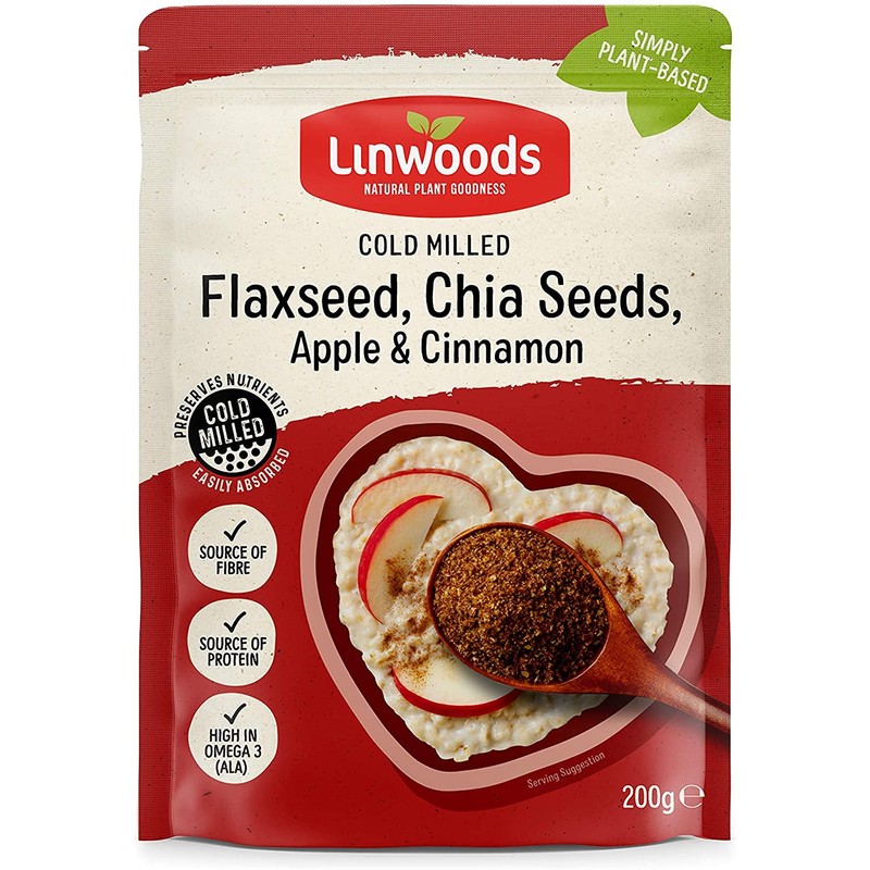 Linwoods Flaxseed, Chia, Apple & Cinnamon 200 Grams (3 Pack)