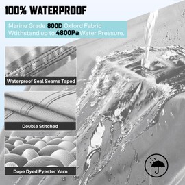 Pontoon Boat Cover, 100% Waterproof Covers for Pontoon Boat 21-24 FT, 900D Boat Covers with Motor Cover, Heavy Duty Pontoon Covers, Suit for Trailerable,Mooring,Storage,Gray