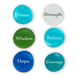 The Mermaid's Message I, Frosted Sea Glass Stones, Six Inspiring Words in Beach Colors, by Lifeforce Glass.