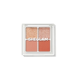 SHEGLAM Cosmic Crystal Eyeshadow Quad 4-Color Matte Glitter Eyeshadow Palette Rose Gold Warm Peach Brown Long Lasting Ultra Pigmented Smooth Blendable Eyeshadow-Charm School