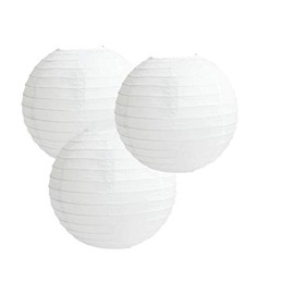 White Paper Lanterns Packs of 3 Round Paper Lanterns Lampshade Party Decorations (All White, 12" (30 Cm))