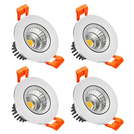 LightingWill 2inch LED Dimmable Downlight, 3W COB Recessed Ceiling Light, Warm White 3000K-3500K, CRI80, 25W Halogen Bulbs Equivalent, Silver(4Pack)