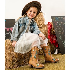 Motasha Kids Cowboy Boots Western Boots Boys Cowboy Boots Glitter Toddler Boot Cowboy Boots For Girls Mid Calf Little Kid/Big Kid Party Birthday Riding Shoes Cowgirl Outfits (M7106 T Blue 12)