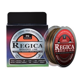 Regica Braided Fishing Line - Abrasion Resistant, Zero Stretch, Ultra-Thin Diameter, Super Strong - 4 Strand 8 Strand, 6lb-100lb, 150/300/500 Yards for Saltwater or Freshwater, Colored Braid Line
