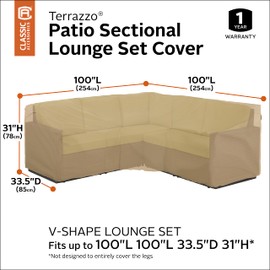 Classic Accessories Terrazzo Water-Resistant 100 Inch Patio V-Shaped Sectional Lounge Set Cover, Patio Furniture Covers