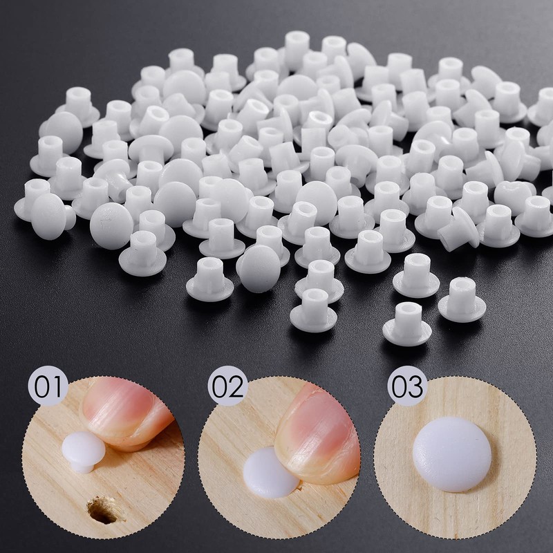 Jetec 3/16" Plastic Plugs for Round Hole, Shelf Cap Cabinet