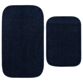 Garland Rug Sedona Bath Rug, Soft Absorbent Plush Bath Rugs, Non-Slip, Quick Drying, Machine Washable, Plush Comfort for Bathroom Floor, Tub and Shower, 2 Piece Bathroom Rug Set Navy Blue