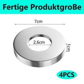 QZKJQDD Pack of 4 Rosettes for Shower Fittings, Stainless Steel Valve Hole Covers, Rosette Tap Inner Tap, Tap Rosette for Fittings, Shower Mixer (Diameter 70 mm x 10 mm Height)