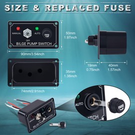 Greluma 1 Piece 3 Way Bilge Pump Switch Panel (Manual Off Automatic) with LED Indicator, Rocker Switch Panel to Control DC 12V Bilge Pump, Built-in 5A Circuit Breaker