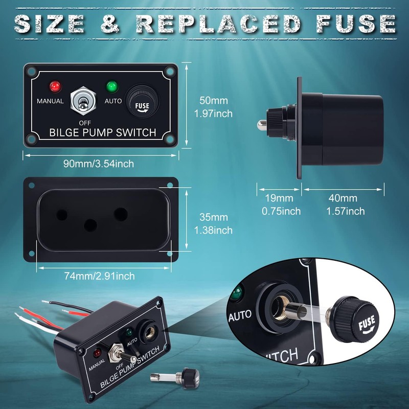 Greluma 1 Piece 3 Way Bilge Pump Switch Panel (Manual