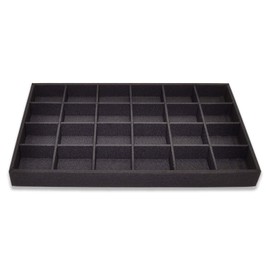 The Display Guys - Stackable Jewelry Tray and Organizer - for Drawers, Dressers, Store Display (24 Compartments, Black Burlap)