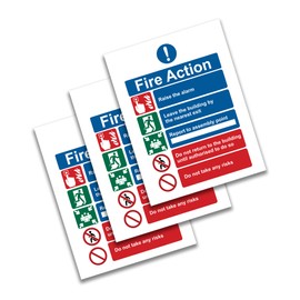Stcky Fire Action Notice Vinyl Sign - 15 x 20 cm Ideal Sized Fire Safety Signs [Pack of 3]