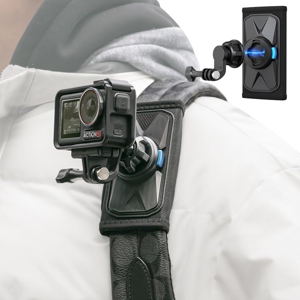 SUREWO Magnetic Backpack Mount,360° Backpack Shoulder Strap Mount with Universal