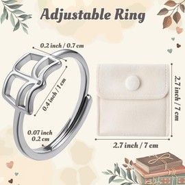 PANTIDE Book Lovers Ring For Women - Open Book Dainty Ring, Bookworm Librarian Reading Book Club Teacher Gifts, Adjustable Thumb Knuckle Stackable Jewelry Christmas Birthday Wedding Gift (Silver)