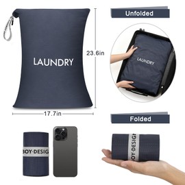 Missboy Travel Laundry Bag, 2 Pack Waterproof Dirty Clothes Organizer, Foldable Zipper Closure Laundry Bag