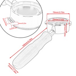 DIBTSA Bottomless Portafilter 58mm Compatible with Nuova Simonelli,with 304 Stainless Steel Head and Filter Basket and Wood Handle,Espresso Machine Parts