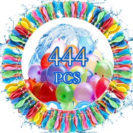 Funnity Self-Closing Water Bomb, Pack of 444 Water Balloons, 60 Seconds Quick Filler, Water Balloons with 4 Tap Connections, Colourful Water Balloons, for Water Features, Summer Outdoor