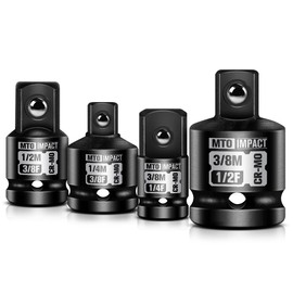 MTO 4-Piece Impact Socket Adapter and Reducer Set, 1/4" & 3/8" & 1/2" Impact Driver Conversions for Impact Wrench, Chrome Molybdenum Alloy Steel