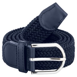 VINTAGE BASICS Unisex Stretch Belt 110 cm Long - 3.3 cm Wide - Men's and Women's Belt - Elastic Fabric Belt - Braided Belt Blue, blue