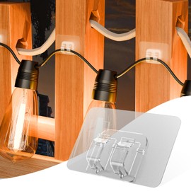 Eirnvop 50 PCS Hooks for Outdoor String Lights Clips, Clips Hooks with Waterproof Adhesive Strips, No Damage, No Tools, Light Hangers for Hanging Christmas Lighting and Porch Patio Decor