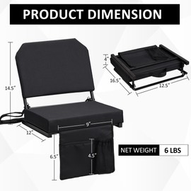 Dragosum Stadium Seats with Back Support Swivel, Bleacher Chairs with Shoulder Strap & Cup Holder, Upholstered Portable Folding Bleacher Seats