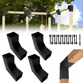 ITeVe.GD Pergola DIY Bracket Kits,2-Way L Shaped Corner Brackets for 4" x 4"(Actual:3.5" x 3.5") Lumber for Outdoor Pergola,Proch,Log Cabin W/Hardware - 4Pack…