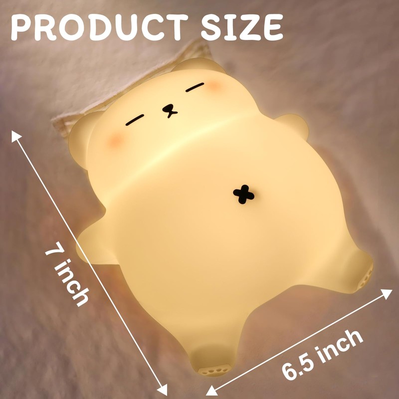MAGOHMT Squishy Night Light for Kids, Bear Silicone Night Light